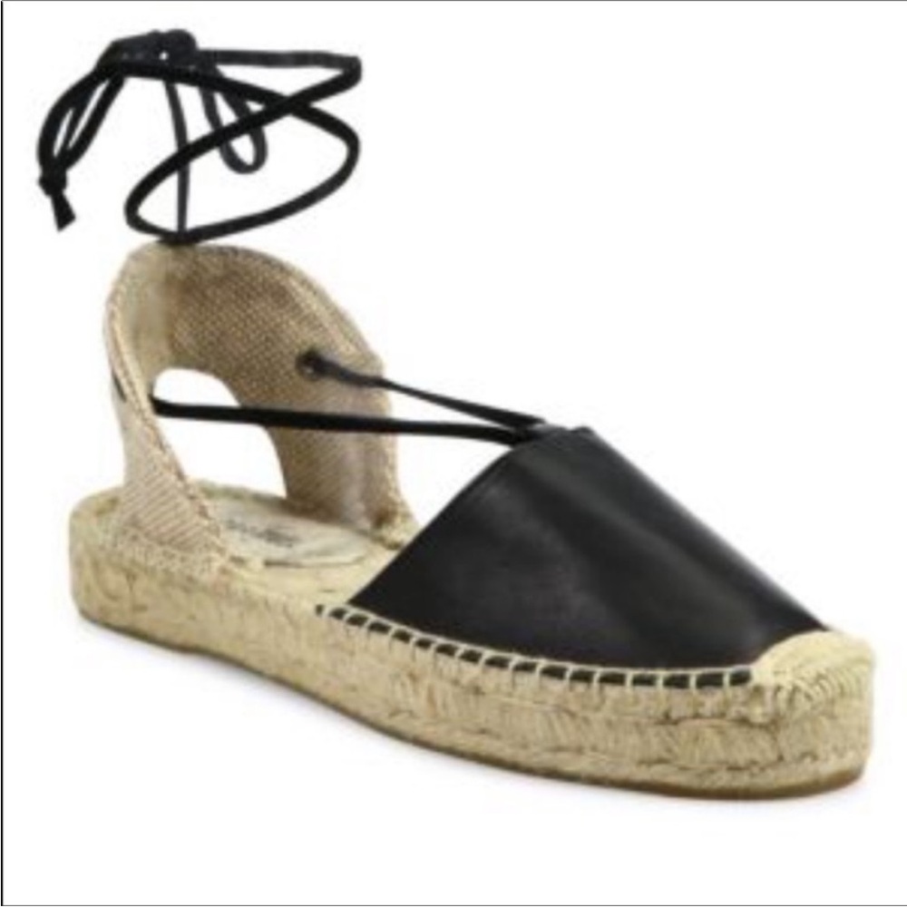 Soludos black leather espadrills.  Size 10 - Picture 2 of 10